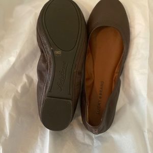 Lucky Brand Emme Brown Leather Ballet Flats
